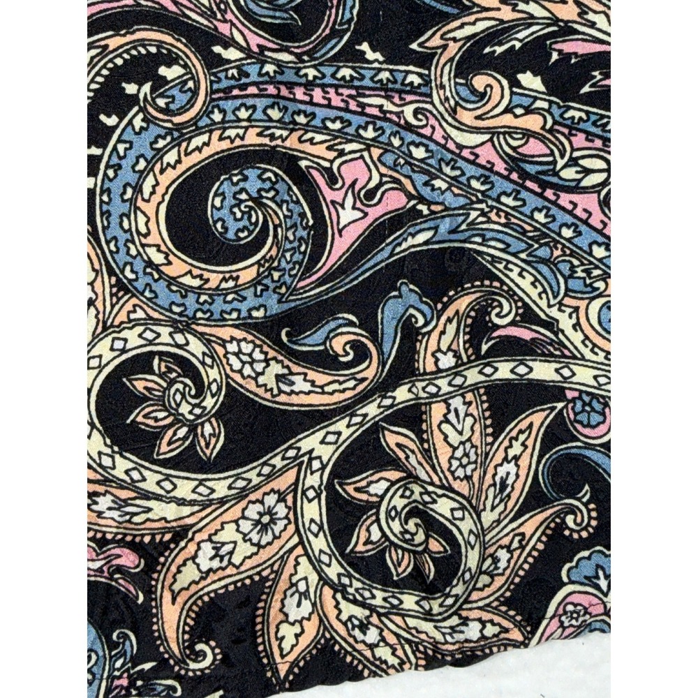 Diane Gilman Vintage Silk Tank Blouse Sleeveless Top Women Medium Black Paisley - Picture 6 of 8